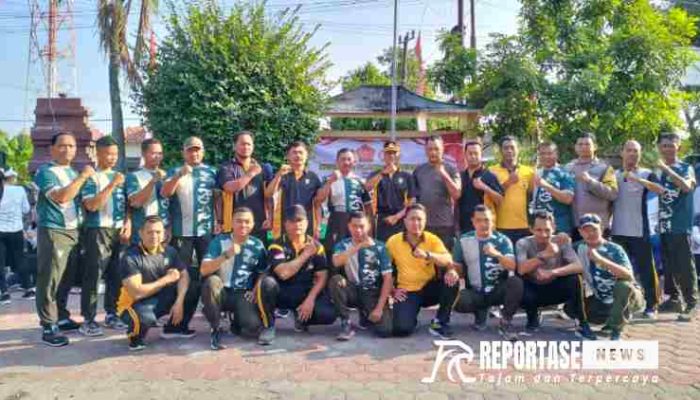 Perkuat Sinergitas, Polres Nganjuk Olahraga Bareng TNI Peringati Hari Bhayangkara ke 78