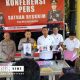 Polres Ngajuk menggelar konferensi pers kasus korupsi anggaran PAD Rp.1,2 miliar Desa Sukorejo.