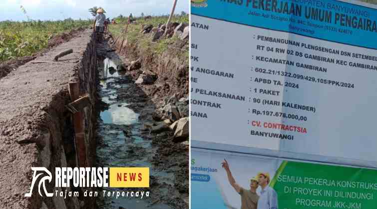 Kondisi proyek pembangunan plengsengan irigasi