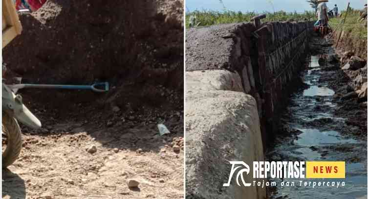 Pembangunan Proyek Plengsengan Irigasi Desa Gambiran Diduga Tidak Sesuai RAB 2 Kondisi pekerjaan pem angunan plengsengan irigasi