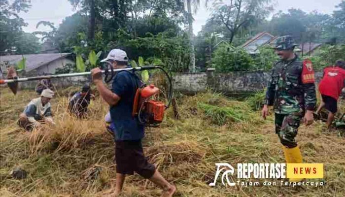 Semangat Kebersamaan, Babinsa Lempeni dan Warga Kerja Bakti Bersihkan Makam