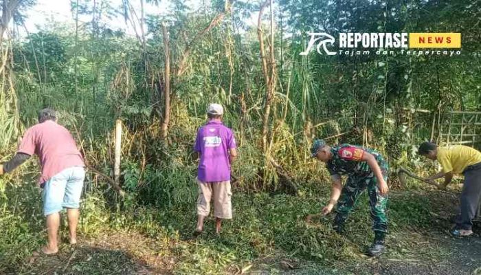 Babinsa Kunir Lor dan Warga Bersinergi, Kerja Bakti di Dusun Sumbersari