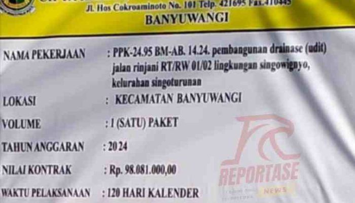 Lemahnya Pengawasan DPU CKPP Banyuwangi Atas Pembangunan Drainase 