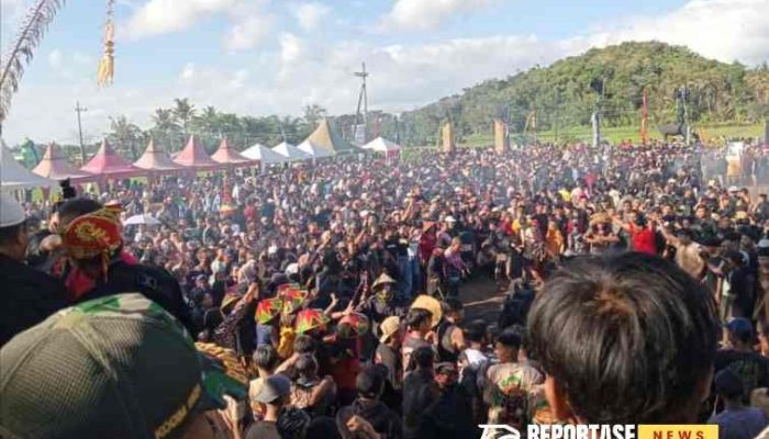 Ribuan Masyarakat Banyuwangi Berjubel dalam Sakral Kebo-Keboan Desa Aliyan 