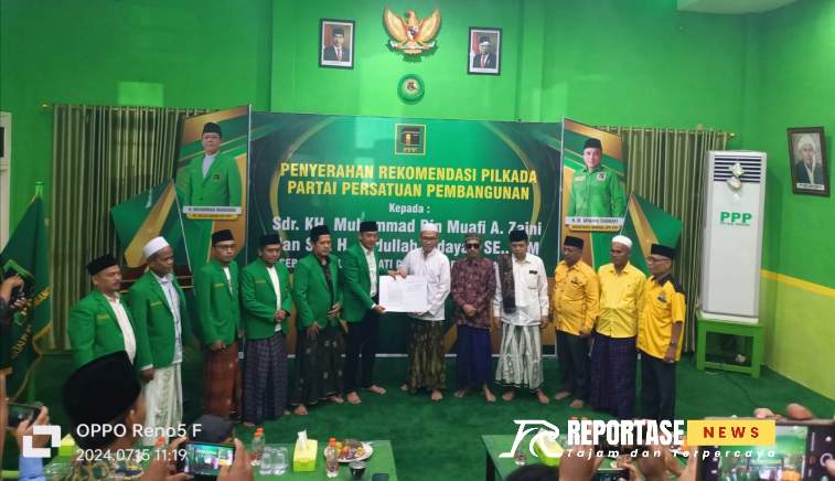 Sesi penyerahan rekomendasi PPP melalui DPC PPP Mas AB Ke ketua DPC Golkar Ra Mamak serta jajaran kedua partai