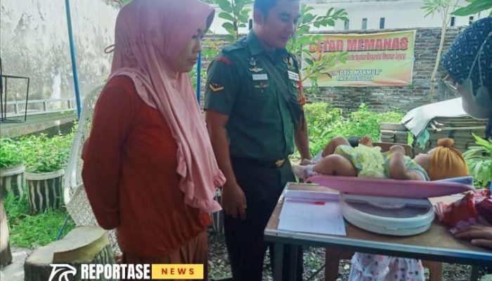 Dampingi Bidan Desa, Babinsa Jogoyudan Monitoring Pelayanan Posyandu
