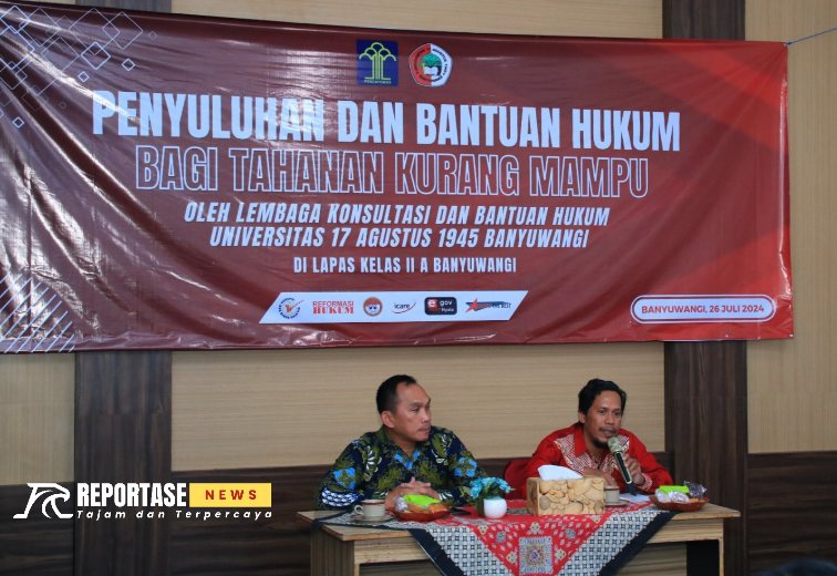 Kepala Lapas Banyuwangi Agus Wahono dan Ketua LKBH UNTAG Banyuwangi Saleh beserta empat orang advokat.