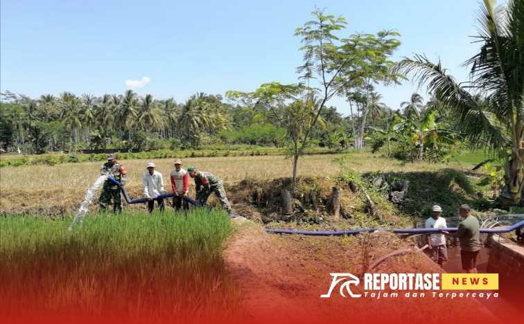 Babinsa Karanganom dari Koramil 0821-17/Pasrujambe Sertu Bejo Utomo bersama Himpunan Petani Air (Hippa)