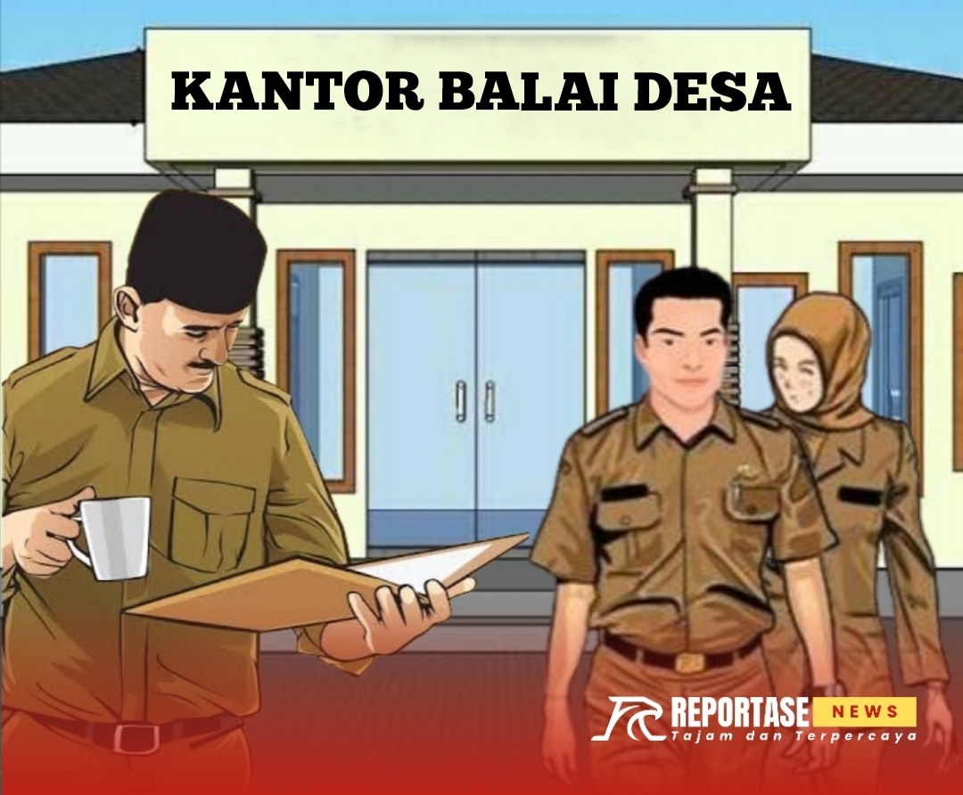 Ilustras Kepala Desa bersama Sekretaris Desa dan perangkat lainnya.