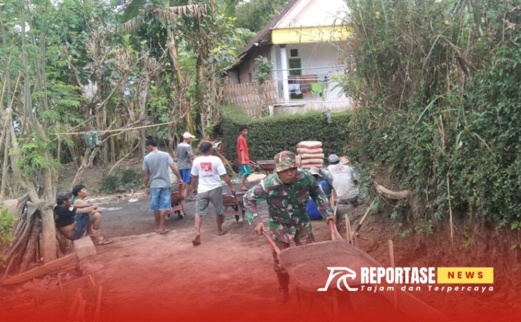 Karya bakti pembangunan jalan rabat beton sepanjang 100 meter di Dusun Wangkit