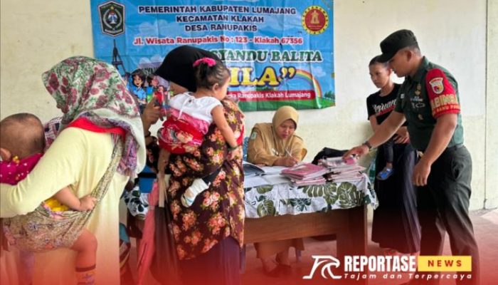 Dampingi Bidan Desa, Babinsa Ranupakis Monitoring Kesehatan Balita di Posyandu Nila