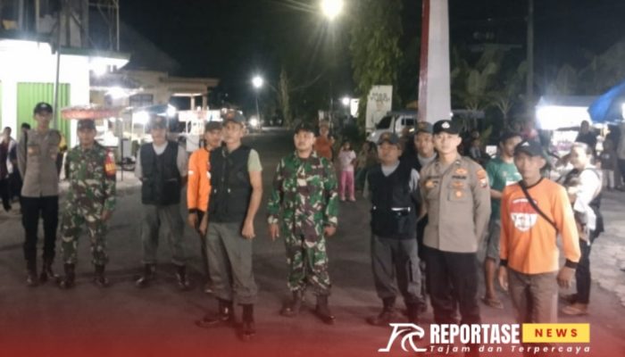 Babinsa dan Bhabinkamtibmas Tempursari Bersama Linmas dan Relawan Rescue Laksanakan Patroli Preventif Pasar Malam