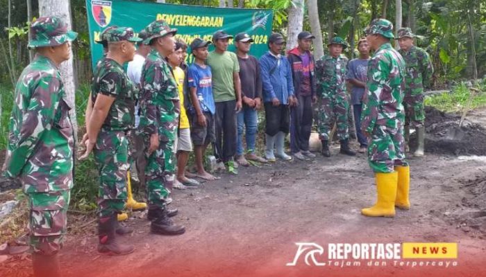 Kodim 0821 Lumajang Gelar Karya Bakti Perbaikan Saluran Drainase di Desa Bondoyudo, Antisipasi Banjir Musim Hujan