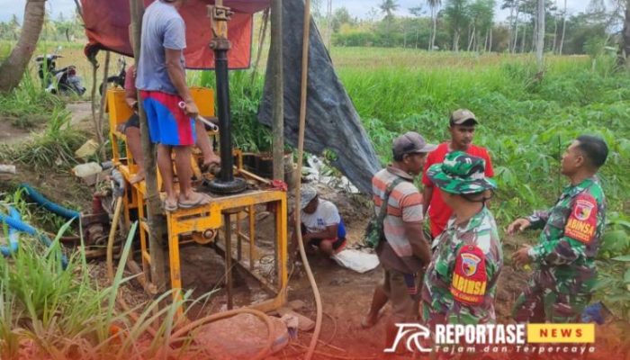 Babinsa Pasirian Dukung Program Ketahanan Pangan Melalui Pengeboran Sumur