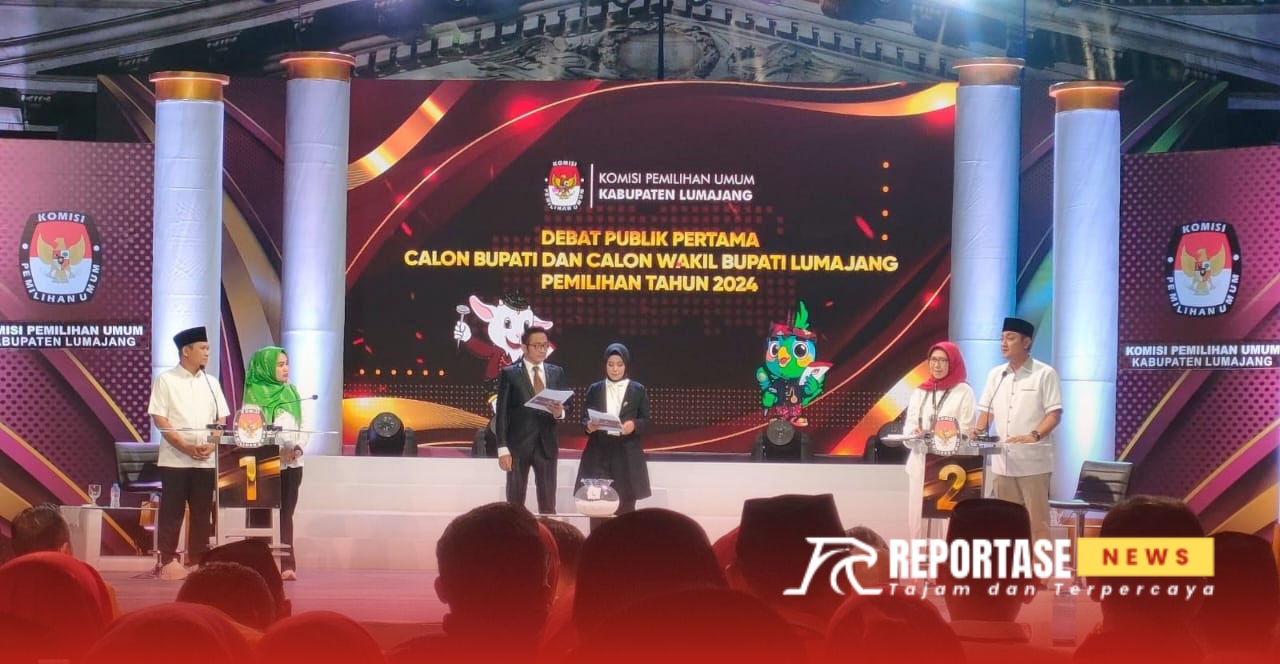 Debat Cabup - Cawabup Lumajang, Paslon 01 Cak Thoriq - Ning Fika (kiri)