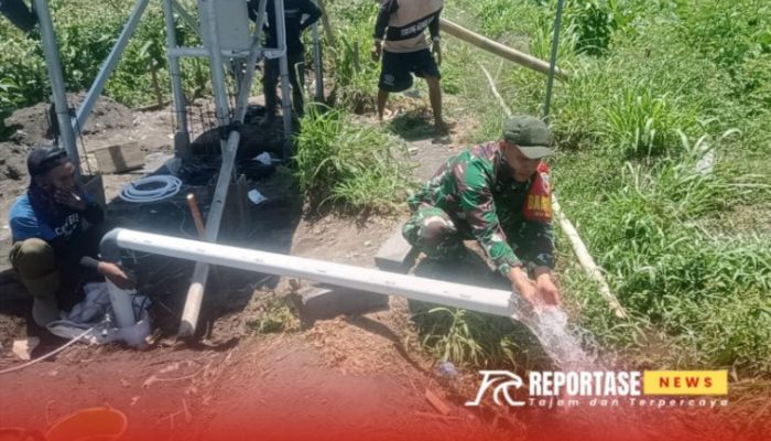 Pendampingan Babinsa dalam Pembuatan Sumur Bor Tenaga Surya untuk Pengairan Sawah di Kunir Kidul